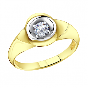 Кольцо из лимонного золота Александра кл3646-62сбл с Swarovski кл3646-62сбл фото
