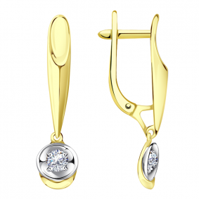 Серьги из лимонного золота Александра кл3646а-62сбл с Swarovski кл3646а-62сбл фото