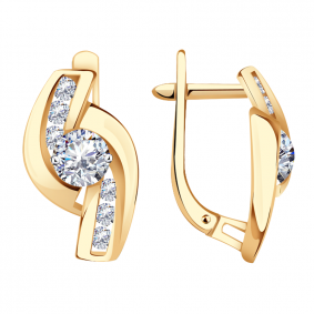 Золотые серьги Александра кл3649а-62ск с Swarovski кл3649а-62ск фото