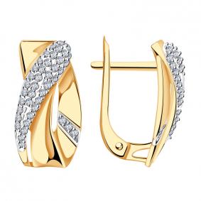 Золотые серьги Александра кл3655аск с фианитом кл3655аск фото