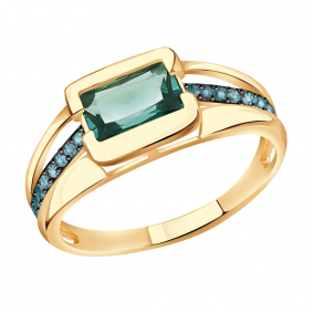 Золотое кольцо Александра кл3656-64ск-з с фианитом и Параиба кл3656-64ск-з фото