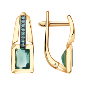 Золотые серьги Александра кл3656а-64ск-з с фианитом и Параиба кл3656а-64ск-з фото