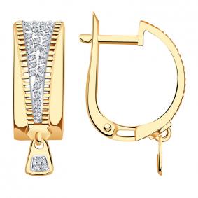 Золотые серьги Молния Александра с фианитом кл3669аск кл3669аск фото