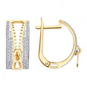 Золотые серьги Молния Александра с фианитом кл3670аск кл3670аск фото