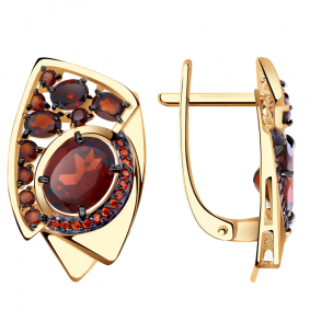 Золотые серьги Александра кл3672а-2ск-к с фианитом и гранатом кл3672а-2ск-к фото