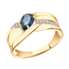 Золотое кольцо Александра кл3676-28ск с фианитом и Лондон топазом кл3676-28ск фото