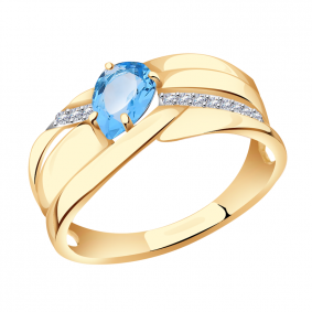 Золотое кольцо Александра кл3676-78ск с топазом и фианитом кл3676-78ск фото