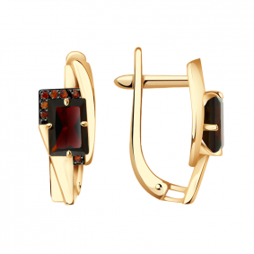 Золотые серьги Александра кл3683а-2ск-к с фианитом и гранатом кл3683а-2ск-к фото