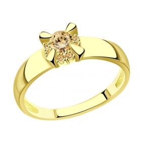 Кольцо из лимонного золота Александра кл3687-81сл-ш с Swarovski кл3687-81сл-ш фото