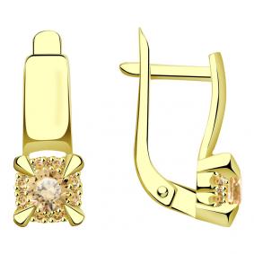 Серьги из лимонного золота Александра кл3687а-81сл-ш с Swarovski кл3687а-81сл-ш фото