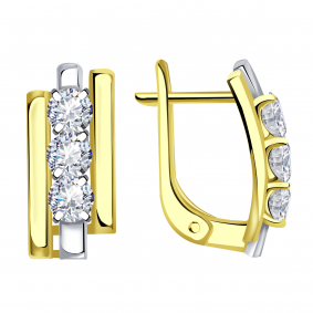 Серьги из лимонного золота Александра кл3695а-62сбл с Swarovski кл3695а-62сбл фото