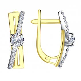 Серьги из лимонного золота Александра кл3706асбл с фианитом кл3706асбл фото