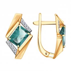 Золотые серьги Александра кл3718а-64ск с фианитом и Параиба кл3718а-64ск фото