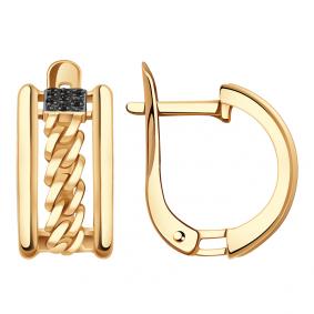 Золотые серьги Александра кл3722а-20ск-ч с фианитом кл3722а-20ск-ч фото