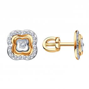 Золотые серьги Александра кл3725асбк с фианитом кл3725асбк фото