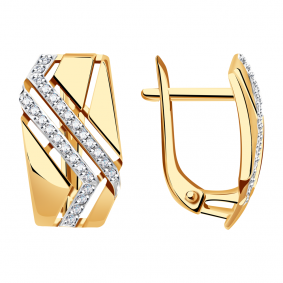 Золотые серьги Александра кл3746аск с фианитом кл3746аск фото