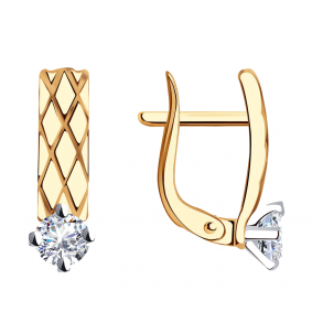 Золотые серьги Александра кл3760а-62сбк с Swarovski кл3760а-62сбк фото