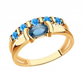 Золотое кольцо Александра кл3765-28ск-г с фианитом и Лондон топазом кл3765-28ск-г фото