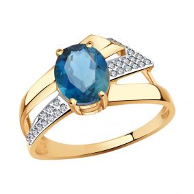 Золотое кольцо Александра кл3771-28ск с фианитом и Лондон топазом кл3771-28ск фото