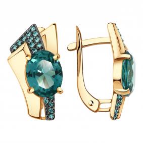 Золотые серьги Александра кл3771а-64ск-з с фианитом и Параиба кл3771а-64ск-з фото