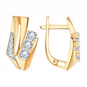 Золотые серьги Александра кл3795аск с фианитом кл3795аск фото