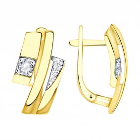 Серьги из лимонного золота Александра кл3827асл с фианитом кл3827асл фото