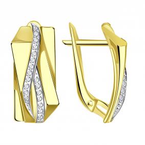 Серьги из лимонного золота Александра кл3901асл с фианитом кл3901асл фото