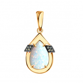 Золотая подвеска Александра кл3929б-15ск-ш с фианитом и опалом кл3929б-15ск-ш фото