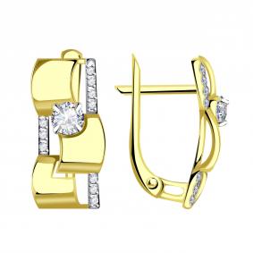 Серьги из лимонного золота Александра кл3935асл с фианитом кл3935асл фото