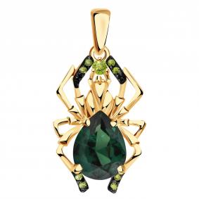 Золотая подвеска Александра кл3980б-26ск-са с фианитом и турмалином кл3980б-26ск-са фото
