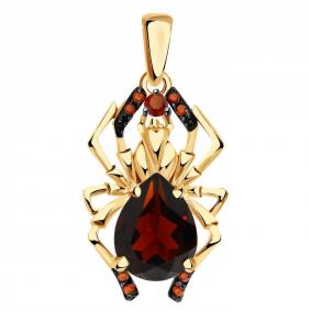 Золотая подвеска Александра кл3980б-2ск-к с фианитом и гранатом кл3980б-2ск-к фото