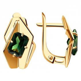 Золотые серьги Александра кл4014а-26ск с турмалином кл4014а-26ск фото