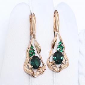 Золотые серьги Александра кл4293а-26ск-з с фианитом и турмалином кл4293а-26ск-з фото