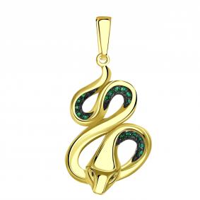 Подвеска Символ года Змея из лимонного золота Александра с фианитом кл4448б-20сл-зч кл4448б-20сл-зч фото