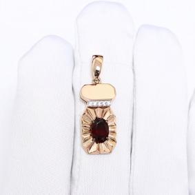 Золотая подвеска Александра кл4566б-2ск с фианитом и гранатом кл4566б-2ск фото