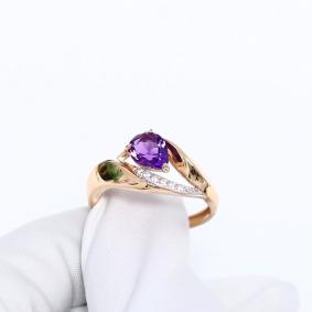 Золотое кольцо Александра кл4569-3ск с фианитом и аметистом кл4569-3ск фото