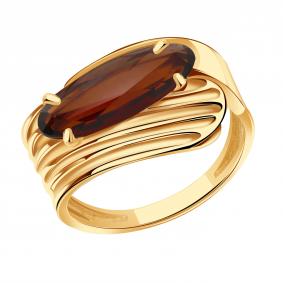 Золотое кольцо Александра с ситаллом цвета Гранат кл4570-34ск кл4570-34ск фото