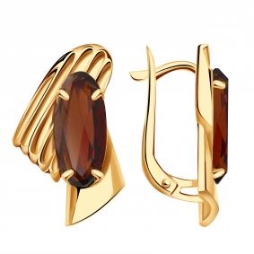 Золотые серьги Александра с ситаллом цвета Гранат кл4570а-34ск кл4570а-34ск фото