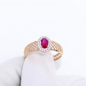 Золотое кольцо Александра кл4595-30ск с фианитом и рубиновым корундом кл4595-30ск фото