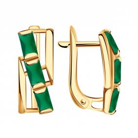 Золотые серьги Александра кл4603а-12ск с агатом кл4603а-12ск фото