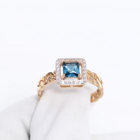 Золотое кольцо Александра кл4614-28ск с фианитом и Лондон топазом кл4614-28ск фото