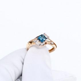 Золотое кольцо Александра кл4617-28ск с фианитом и Лондон топазом кл4617-28ск фото