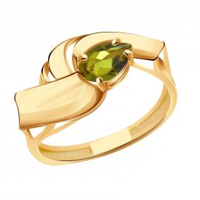 Золотое кольцо Александра с ситаллом цвета Султанит кл4622-48ск кл4622-48ск фото