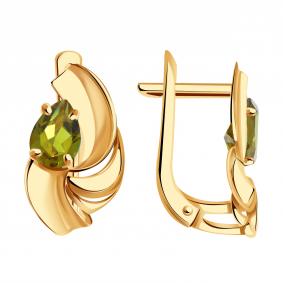 Золотые серьги Александра с ситаллом цвета Султанит кл4622а-48ск кл4622а-48ск фото