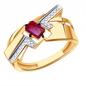 Золотое кольцо Александра кл4632-30ск с фианитом и рубиновым корундом кл4632-30ск фото