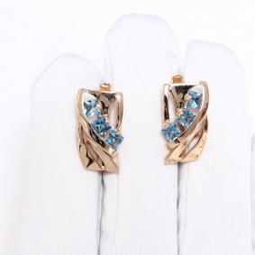 Золотые серьги Александра кл4640а-78ск с топазом кл4640а-78ск фото