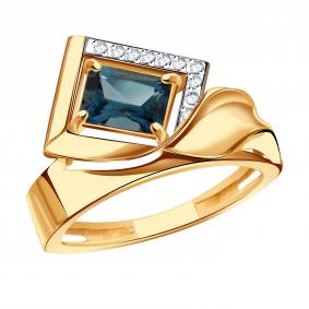Золотое кольцо Александра кл4642-28ск с фианитом и Лондон топазом кл4642-28ск фото