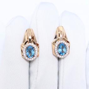 Золотые серьги Александра кл4643а-78ск с топазом и фианитом кл4643а-78ск фото