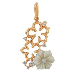 Золотая подвеска Александра кл574б-10ск с фианитом и перламутром кл574б-10ск фото