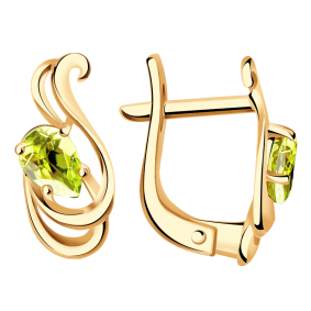 Золотые серьги Александра кл586а-5ск с хризолитом кл586а-5ск фото